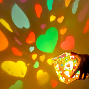 Color Glass Paper Handmade Shadow of the Game Kindergarten Making Childrens Day Lantern Handmade DIY Heart Empty Lamp