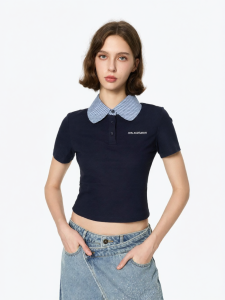 ANN ANDELMAN | Plaid Polo Collar Short Sleeve T-shirt