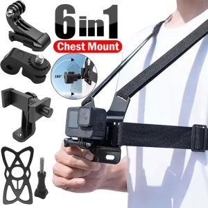 6PCS Action Camera Chest Mount Adjustable Strap Belt Vest Body Cameras Harness with Fastener Kit for Gopro Hero 13 12 11 10 9 DJI Cycling Action Camera Accessory