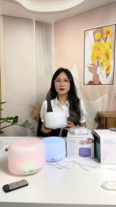 Máy phun sương khuếch tán tính dầu thơm phòng tạo độ ẩm có điều khiển từ xa đèn LED đổi màu tự động ngắt khi hết nước.