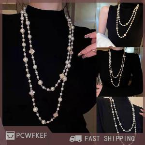 PCWFKEF Hot Sale Dây chuyền dài hai lớp giả đá quý dành cho nữ kiểu dáng cổ điển đính hạt mặt dây chuyền món quà tinh tế.