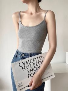 Slim Fit American Style Grey U-Neck Camisole Top