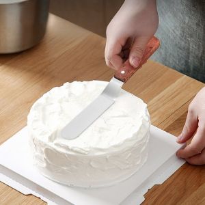 1PC Stainless Steel Cake Scraper 6/8/10/12 inch Plastic Handle Straight Curved Cream Spatula Baking Cake Cutter