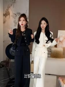 Fashionable Short Coat High Waist Slim Fit Long Pants Two Piece Set Korean Style Autumn New Arrival Elegant Small Fragrance Wind