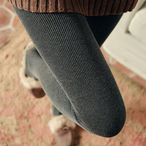 ฤดูใบไม้ผลิ ฤดูใบไม้ร่วง H908 แบบมีด้าย ลายทาง ผู้หญิง เลกกิ้ง รองเท้าสีเทาบาง ผ้าขนแกะ บุซับใน หนาขึ้น ถุงน่องชั้นใน กางเกง