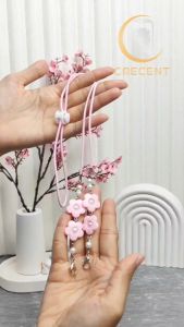 Part 4 Tali Strap Kalung Masker Hijab Jilbab Kerudung Renda Pita Korean Style Model Bunga Permata Mutiara Pearl Flower