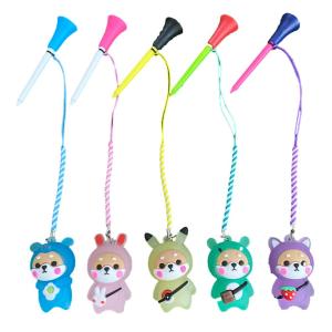 Golf Rubber Tees With Flashing Light Glow In The Dark Cartoon Dog Prevent Loss Golf Ball Holder W/ Braided Rope Prevent Accessor
