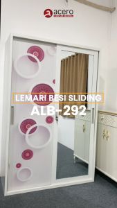 Acero Furniture-FREE PACKING KAYU - Lemari Pakaian Besi Sliding 2 Pintu ALB-290 Lemari Baju Besi Plat Besi Tebal