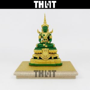 ฐานรองพระ ฐานพระลายไทย ฐานพระ ฐานตั้งพระ สีขาวครีม ผ้าทองเม็ด สูง2นิ้ว ThaTALL