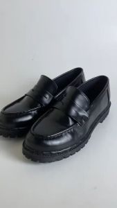 Sepatu Loafers Slip On Docmart Pria Wanita Formal Casual Kulit ARF Diego FullBlack