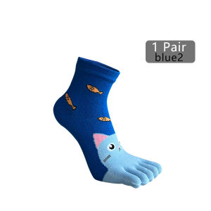 Women Girl Five Finger Socks Cotton Cute Cartoon Cat Rabbit Bear Fish Carrot Fashions Young Sweat-Absorbing Soft Toe Boat Socks
