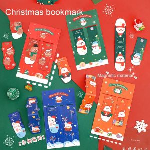 2pcs/pack Merry Christmas Snowman Elk Magnetic Bookmark Creative Stationery Bookmarks Page Flag School Office Supplies Gift