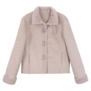 Stylish Winter Ladies Coat Pink Short Tweed