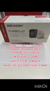 [SG LOCAL] Hikvision DS-2CE16D0T-EXIF 2 MP Fixed Mini Bullet Camera Analog CCTV