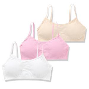3PCS Student Bra Soft Children Sport Vest Girls Teenager Training Bra Underwear