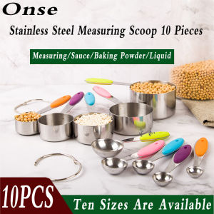 8PCS/10PCS Stainless Steel Measuring Cups Set (5pcs Measuring Cups+5pcs Measuring Spoons) Kitchen Baking Cooking Tools