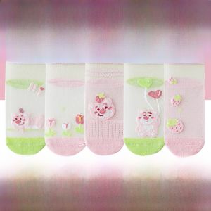 Miiow | Cat Girl Childrens Socks Mid-Calf Thin Mesh Cotton Summer Socks Breathable Soft Korean Style Girls Footwear For Spring And Summer