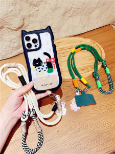 สร้อยคอโทรศัพท์มือถือทอด้วยมือปรับได้พร้อมหัวเข็มขัดแบบคู่ สายสะพายข้างสำหรับผู้หญิง เครื่องประดับแฟชั่น