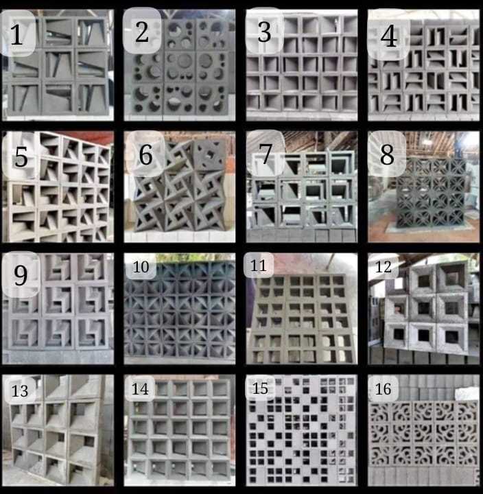 Roster beton warna abu varian motif modern hiasan dinding minimalisanti