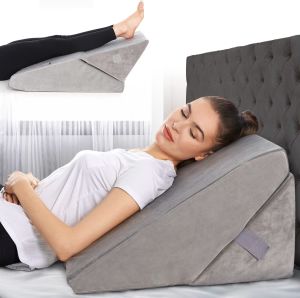 Bed Wedge Pillow - Adjustable 9&12 Inch Folding Memory Foam Incline Cushion System for Legs and Back Support Pillow - Acid Reflux Anti Snoring Heartburn Reading – Machine Washab