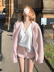 Áo Khoác Cardigan Nữ Mùa Thu Đông Có Mũ Trùm Đầu Có Khóa Kéo Áo Khoác Ngoài Cotton Polyester Thường Ngày Màu Trơn