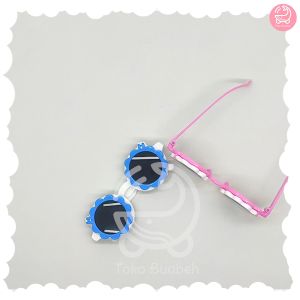 Mai Baby Kacamata Hitam Bisa Di buka Tutup Bentuk Bunga Anak Bayi Bahan Plastik Warna Pink Biru Muda