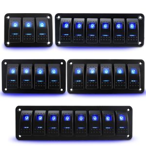 3-group 4-group 5-group 6-group 8-group rocker switch panel 5-pin suitable for 12V/24V cars ships ATV trailers blue