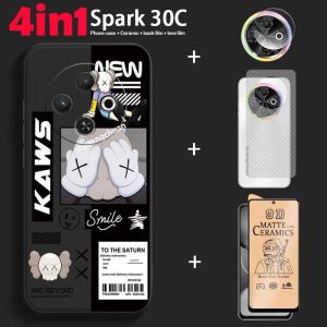 For Tecno Spark 30c phone case Trendy Brand Cartoon Mechanical case spark 30C Full screen covered with tempered glass film Camera lens film back film