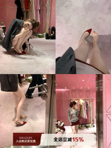 DOGGYQIN รองเท้าส้นเตี้ยทรงหัวแหลม ส้นสูงพอดีตัว รองเท้าส้นแบนแบบลำลอง รองเท้าผู้หญิง สวมใส่สบาย รองเท้าส้นเตี้ยแบบสวมสบาย