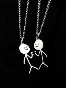 Couple Silhouette Necklace Set