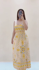 Sunny&Co Cotton Spandex Floral Sling Long Dress Maxi Dresse Elegant Sleeveless