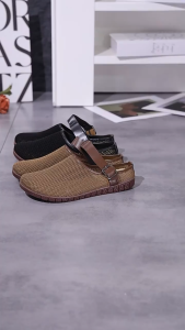 Doll Slippers for women sale versatile retro soft-soled sandals Ins womens outerwear slippers casual net breadtoe half-support shoes