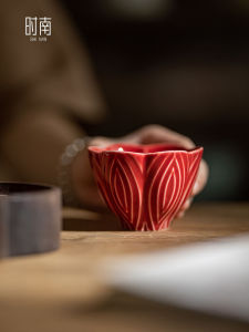 Large Size Ceramic Tea Cup with Relief Decoration Color Glaze for Home Use Wedding Ceremony Tea Serving Cup Chinese Style Gongfu Tea Set