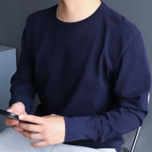 Áo Thun Nam Cổ Tròn Dài Tay Cotton Nguyên Chất Phong Cách Mỹ Cổ Điển Dáng Ôm Mặc Dự Tiệc Thời Trang Thu Đông