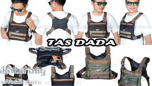 Akhtar tas dada chestbag tactical pria terbaru kekinian warna hitam bahan cordura