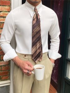 Non-iron Fitted Easy-match Empire Collar Shirt