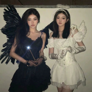 Adult Womens Halloween Costume Devil Angel Friends Clothes Skirt Puffy Skirt Ensemble for Party Performance Magic Show