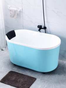 Acrylic Bathtub Colorful Sit-down Deeper Soaking Independent Mobile Japanese Style Small Bathtub for Compact Spaces