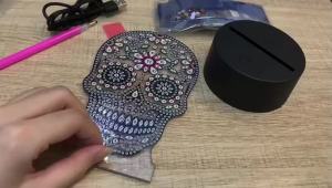 XMSJ | Diamond Embroidery Landscape Rhinestones DIY Christmas Diamond Painting LED Lamp Light  5D Halloween Night Light Gift