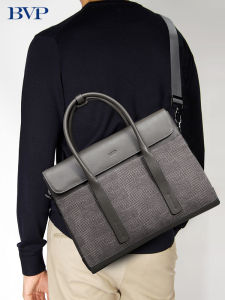 กระเป๋าถือหนังแท้ P แบรนด์เนมระดับไฮเอนด์สำหรับผู้ชาย กระเป๋าสตางค์ธุรกิจสไตล์ย้อนยุคสำหรับเดินทางแบบลำลอง กระเป๋าถือหนังแท้สำหรับเดินทาง