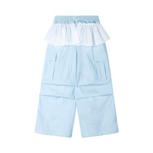 Sky Cotton Candy Detachable Skirt Curtain Ballet Style Ruffle Workwear Long Pants Lightweight Breathable Summer Girls