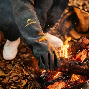 Leather Flame Retardant Gloves방염장갑Welding Gloves Heat Insulation Anti-cut Woodstove Fireplace Barbecue Baking Camping 용접
