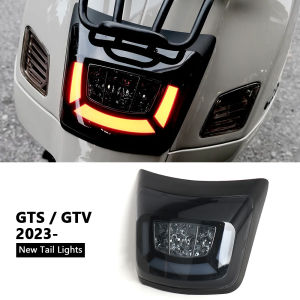 สำหรับ Vespa GTS300 GTV300 GTS GTV 300 2023 2024 LED หางไฟเบรกสีแดงเลนส์ควันหลังไฟติดรถสัญญาณวิ่งกลางวัน