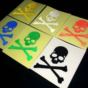 1pc Bike Sticker 5x6cm Fixed Reflective Gear Skeleton Sticker Fluorescent Skull MTB Reflector Decal Accessories Pegatinas