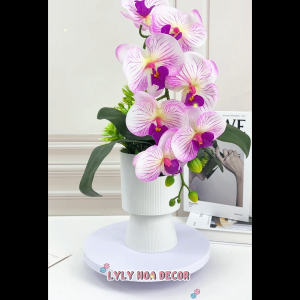 Hoa Lan cánh cao su non 7 bông thân đốm Trang Trí Nhà Cửa Hàng Văn Phòng Sự Kiện. Hoa Lụa Decor