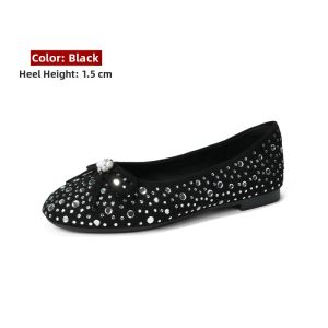 MIFEI | Crystal-Embellished Sheepskin Flat Shoes