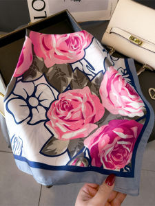 Khăn Choàng Lụa Hoa Hồng Mùa Xuân Hè Mới Phong Cách Trung Hoa Đơn Giản Lớn in Họa Tiết Thời Trang Đa Năng Cho Phụ Nữ Khăn Choàng