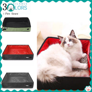 กระบะทรายแมวแบบพกพา เดินทางกลางแจ้ง ห้องน้ำแมวพับได้ ผ้ากันน้ำ Oxford กึ่งปิด แมว กระบะทรายแมว ห้องน้ำแมว