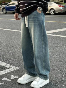 Mens Straight Leg Loose Fit Jeans Slim American Retro Casual Spring Summer Thin Long Pants YKKmk Brand mid High Waist