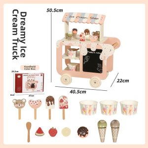 Wooden Role Play Ice Cream Shopping Cart Toy